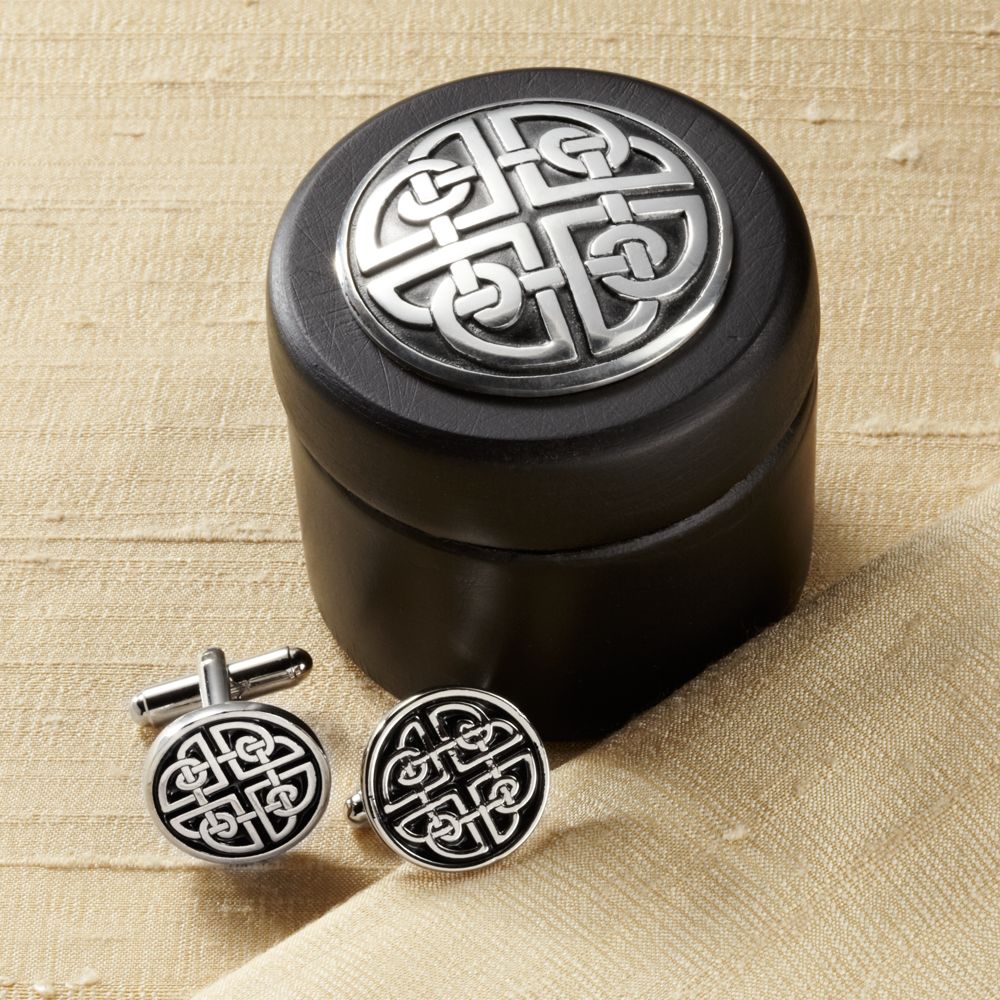 Celtic Cufflinks in Wooden Box