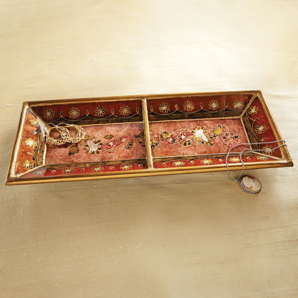 Peruvian Reverse-painted Glass Tray