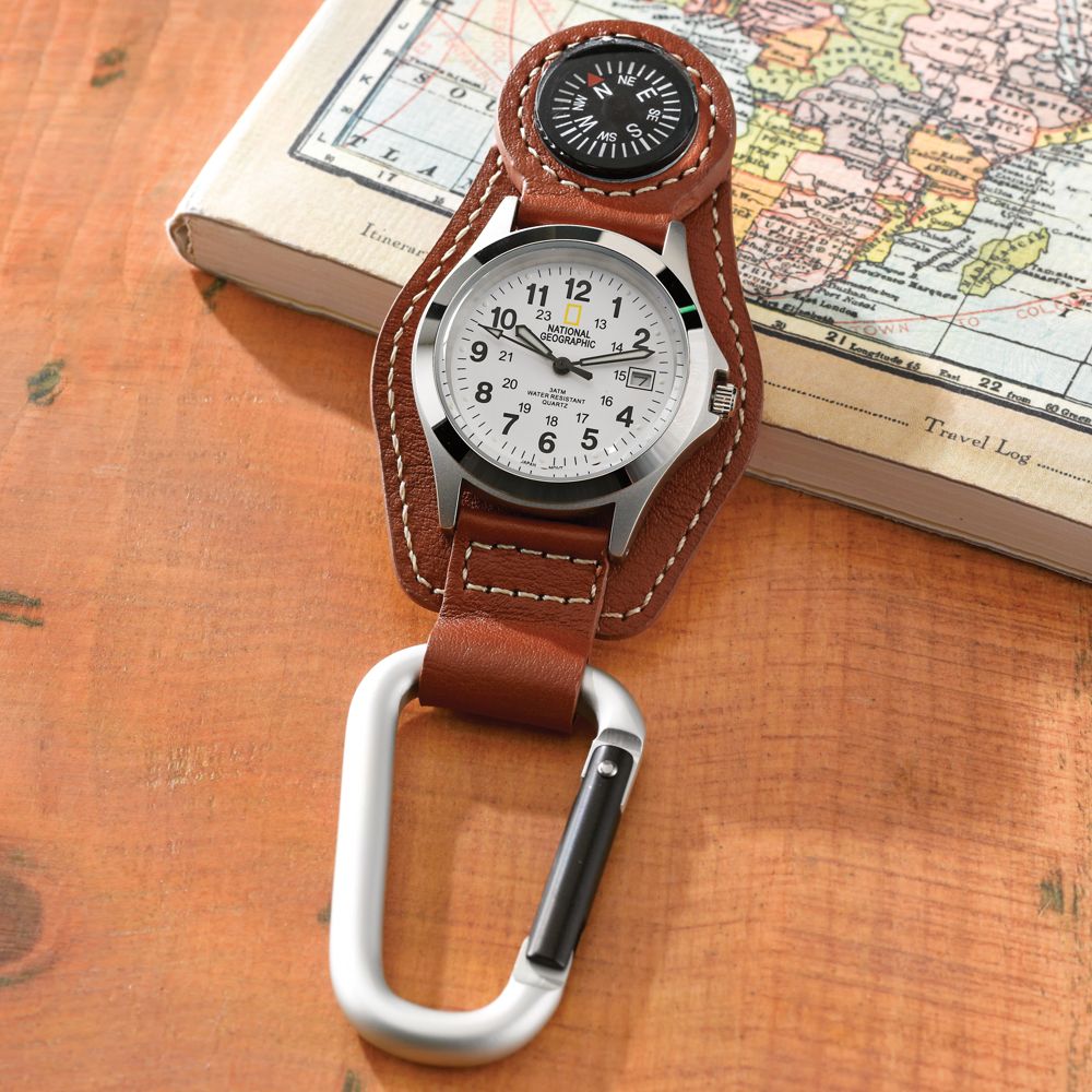 Bison Leather Clip Watch