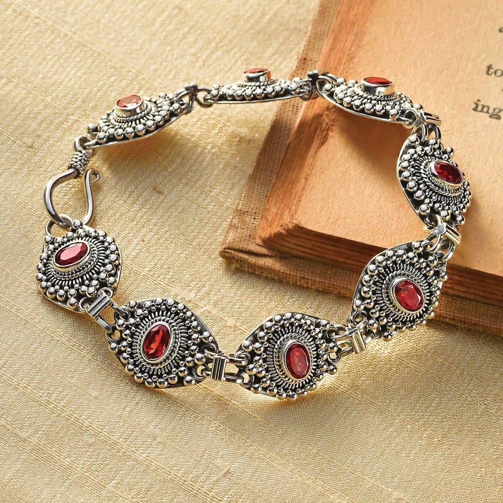 Temple Flower Garnet Bracelet