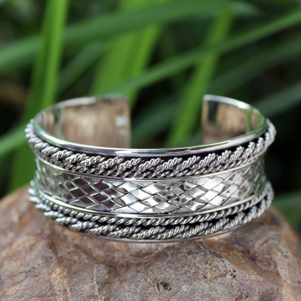 Sterling Silver Thai Hill Tribe Cuff Bracelet