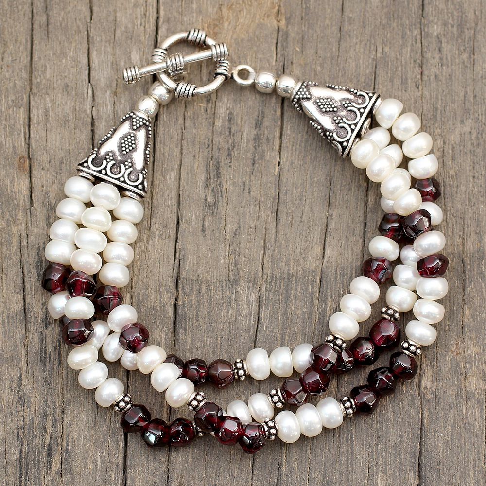 Pearl and Garnet Indian Bracelet