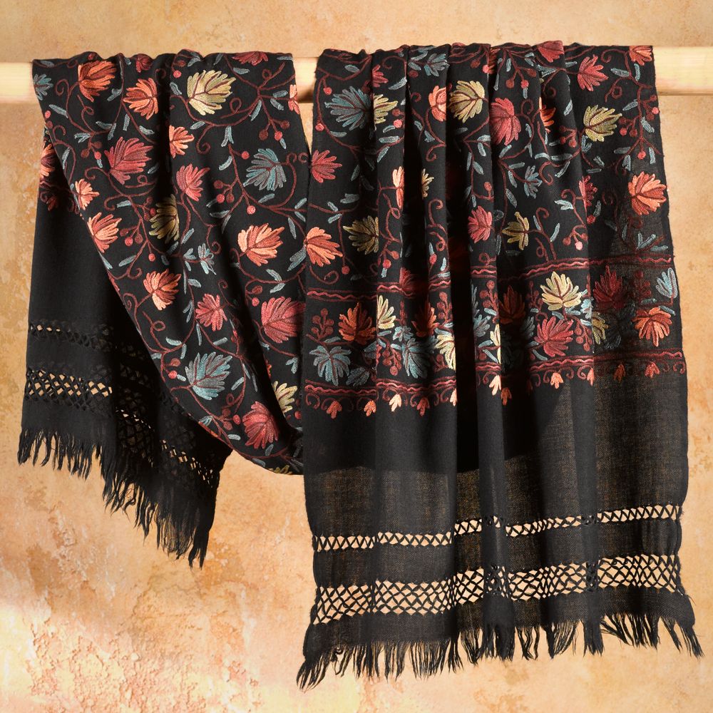 Kashmiri Autumn Leaves Wool Shawl