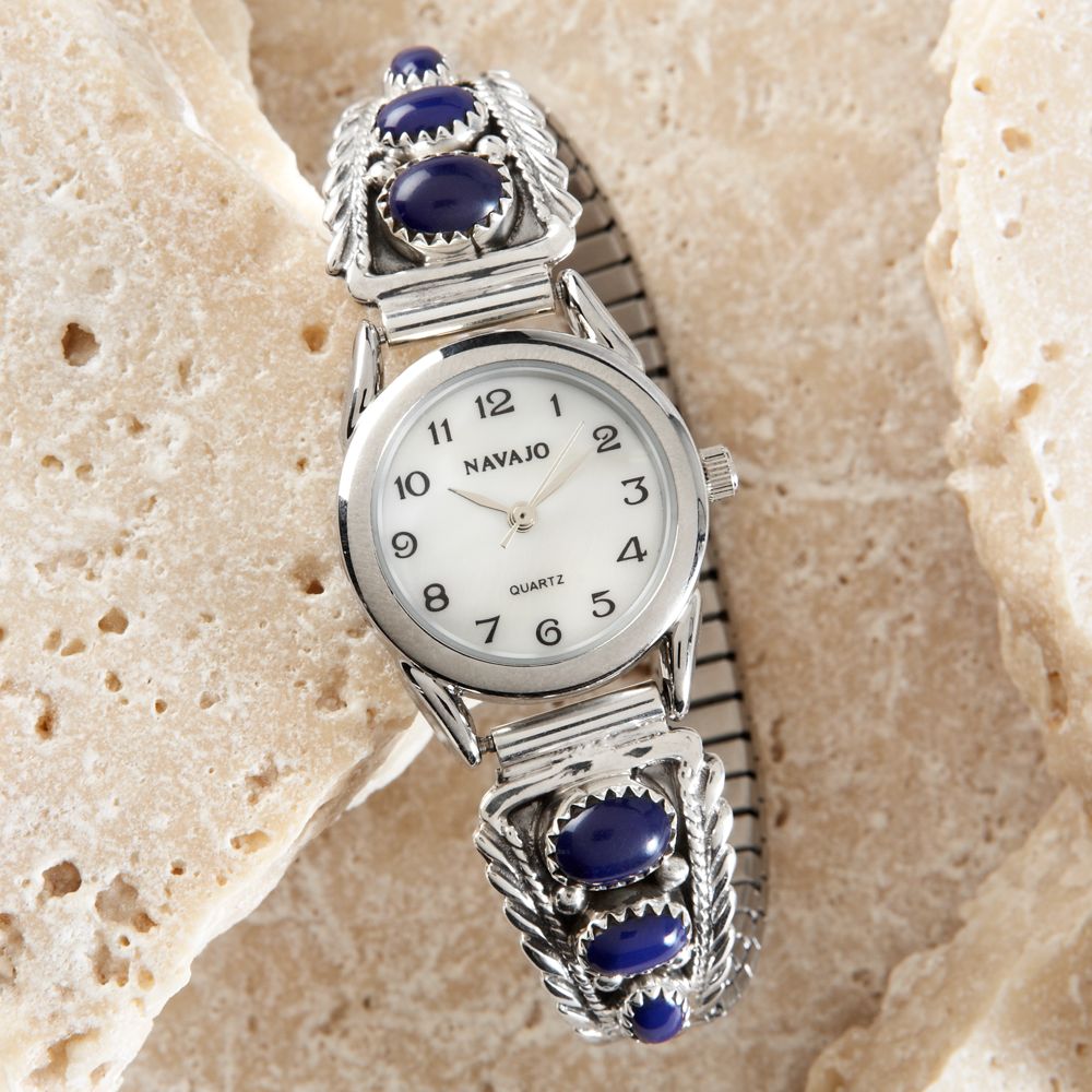 Navajo Faux Lapis and Sterling Silver Watch