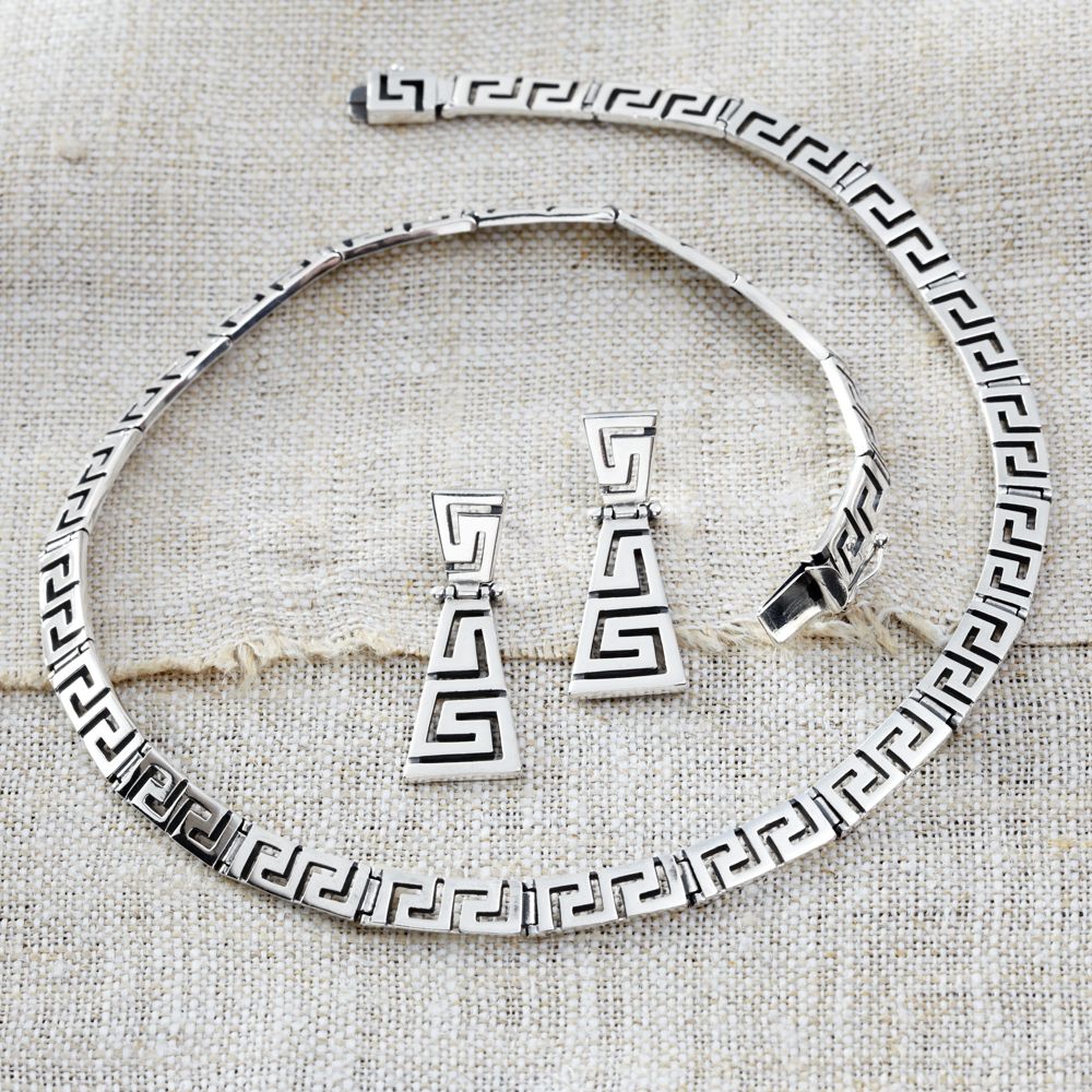 Sterling Silver Greek Key Earrings