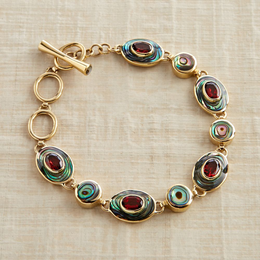 Balinese Abalone and Garnet Bracelet
