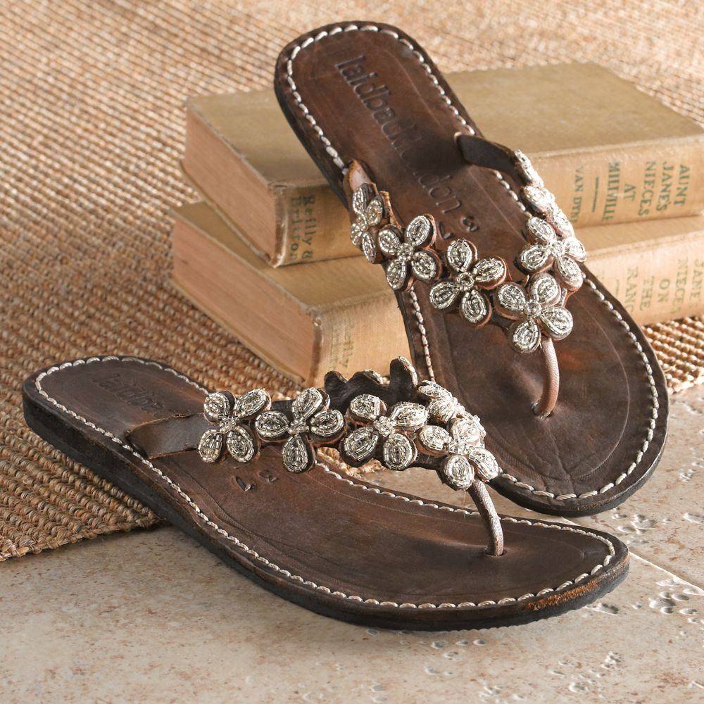 Kenyan Floral Beaded Sandals