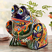 Talavera-style Frog Planter