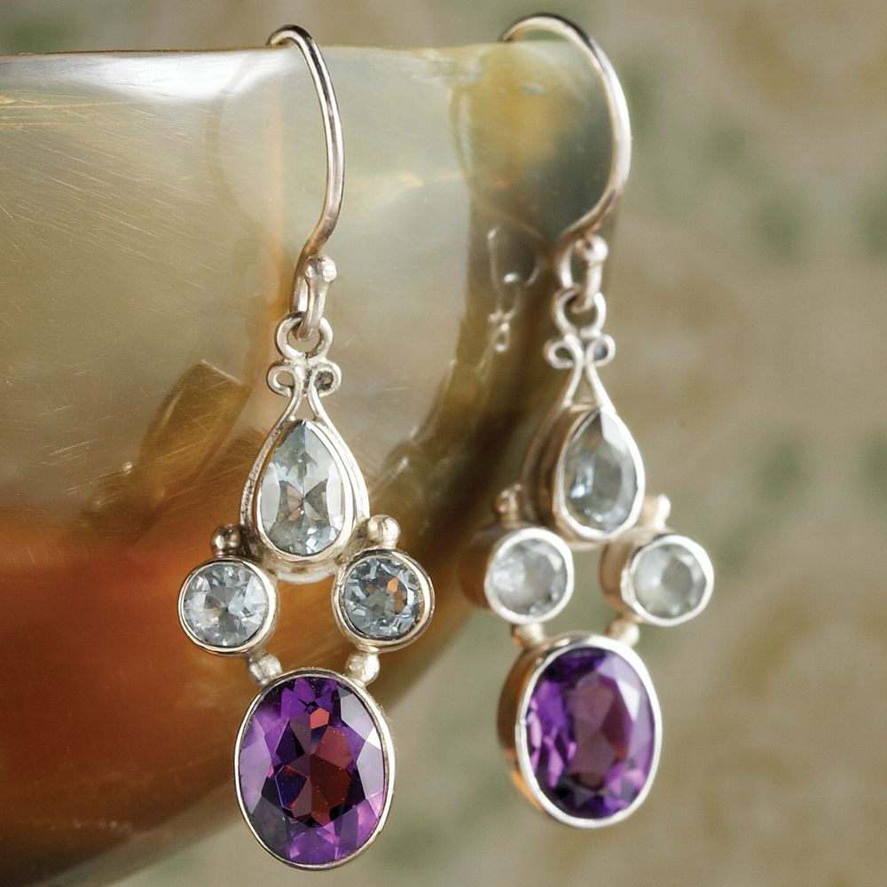 Tanah Lot Topaz and Amethyst Earrings