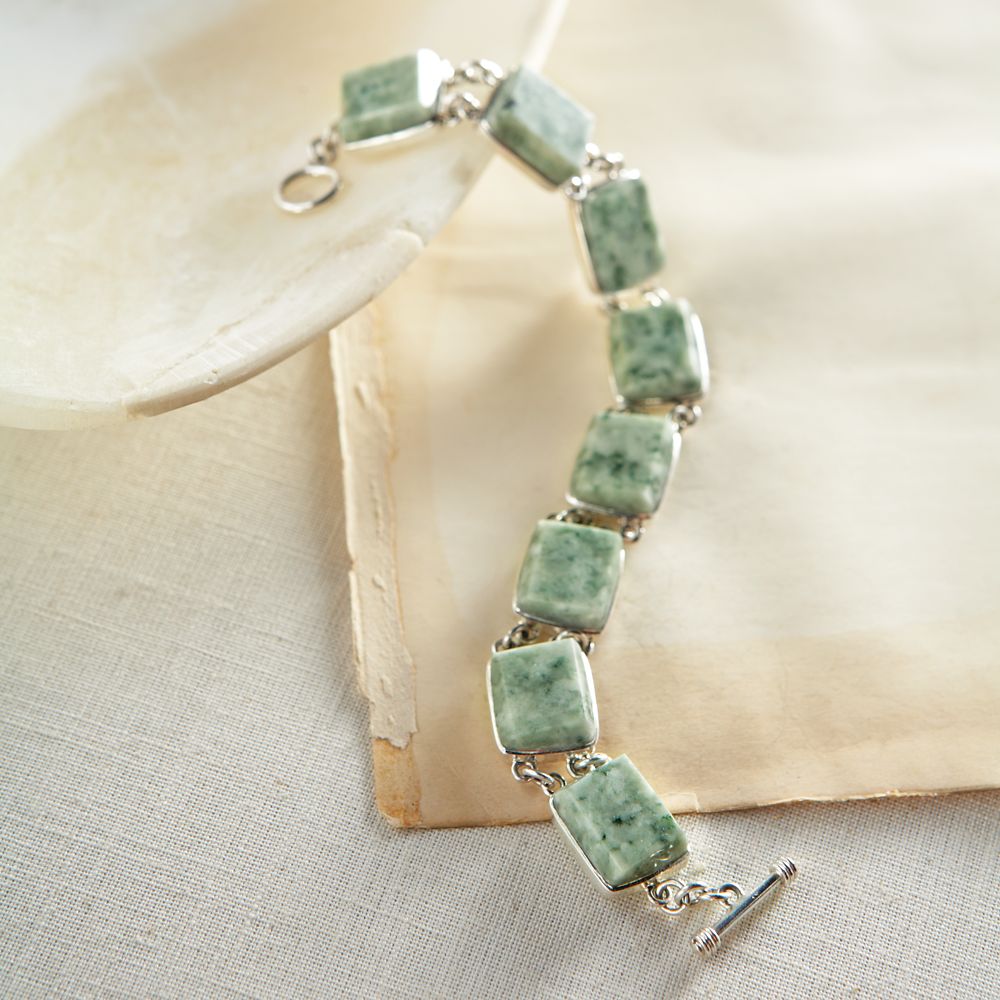 Guatemalan Jade and Sterling Silver Bracelet