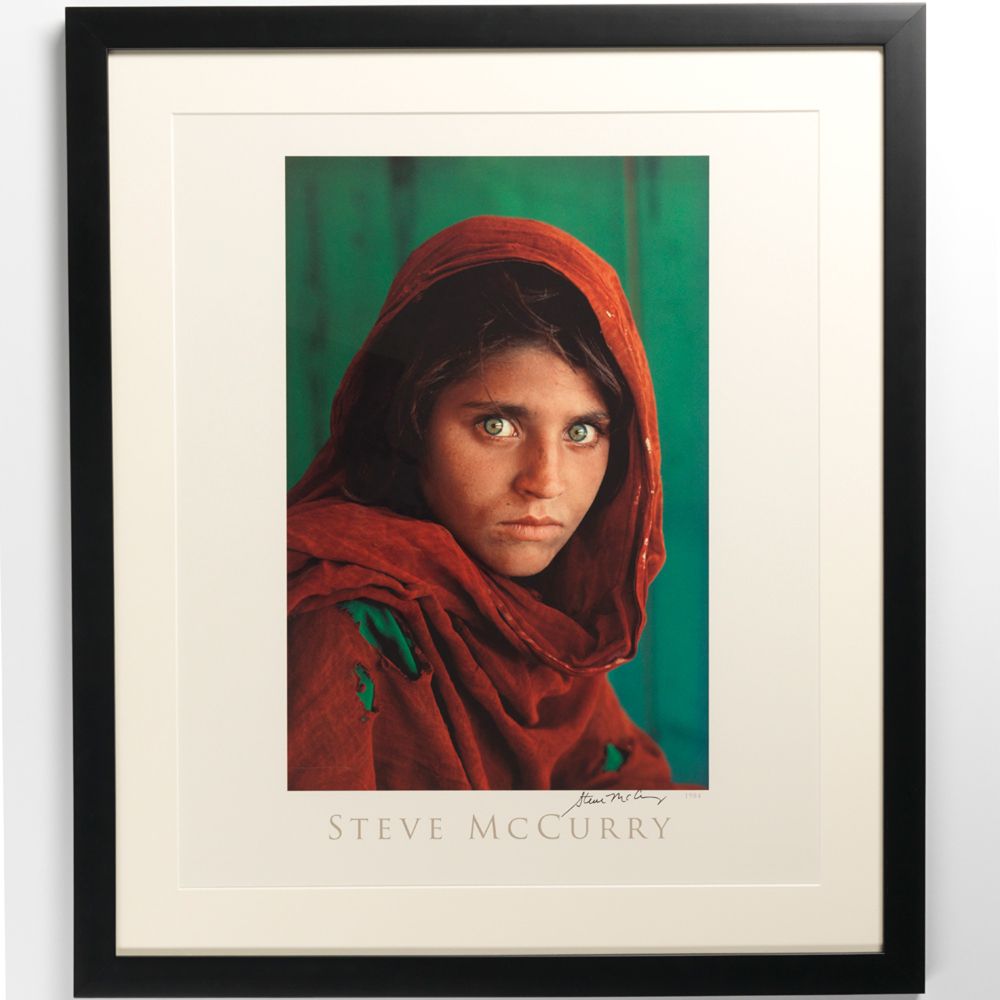 Framed Signed National Geographic Afghan Girl Poster