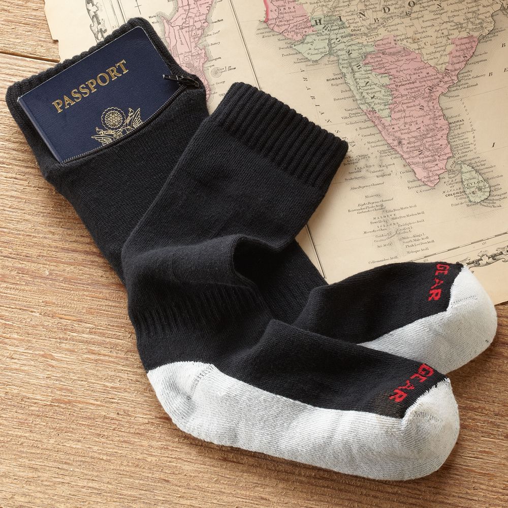 Passport Security Socks with Zippered Pocket