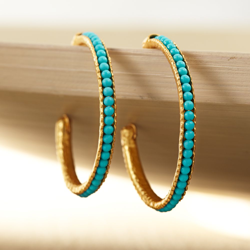 Turkish Blue Moon Turquoise Hoops