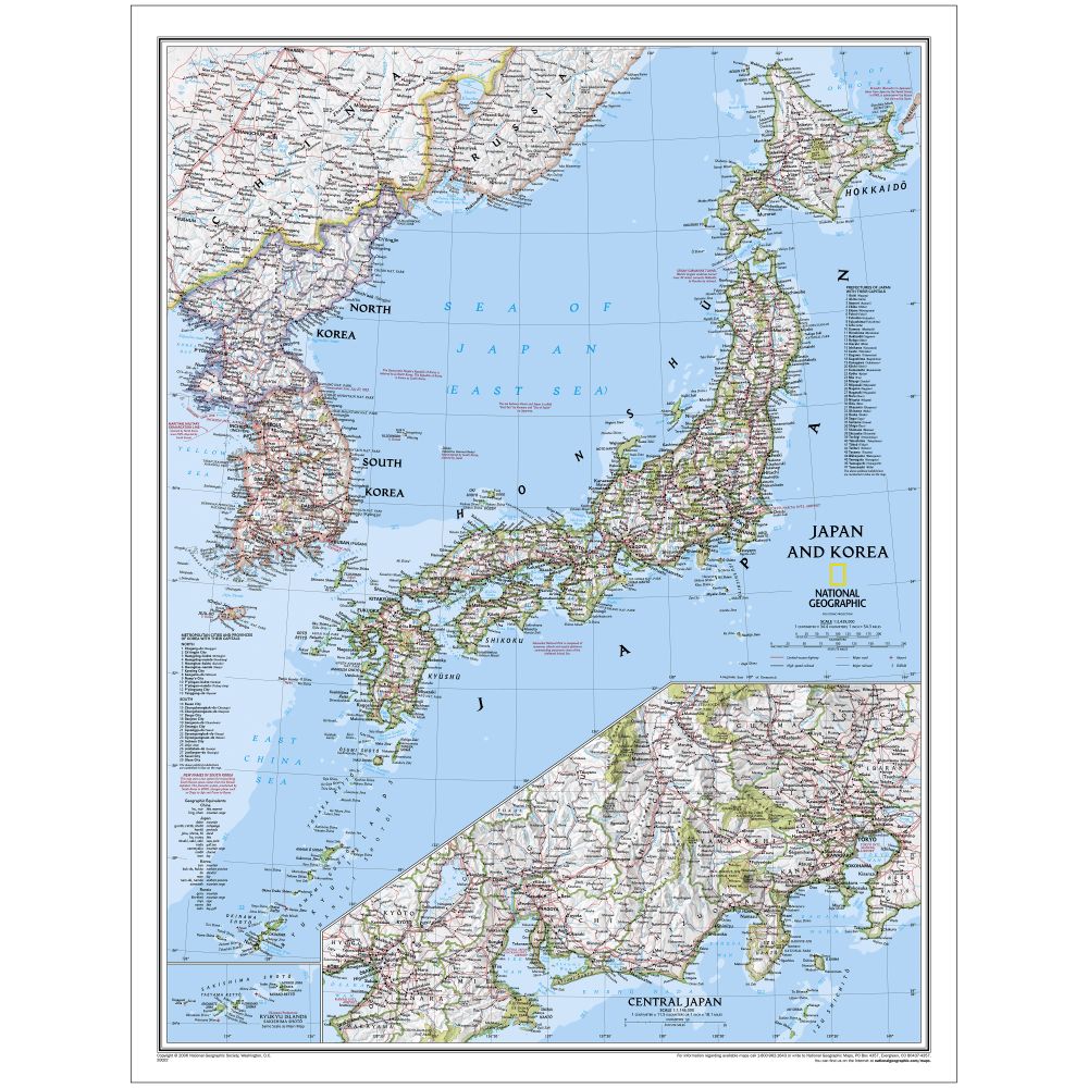 Japan and Korea Political Map