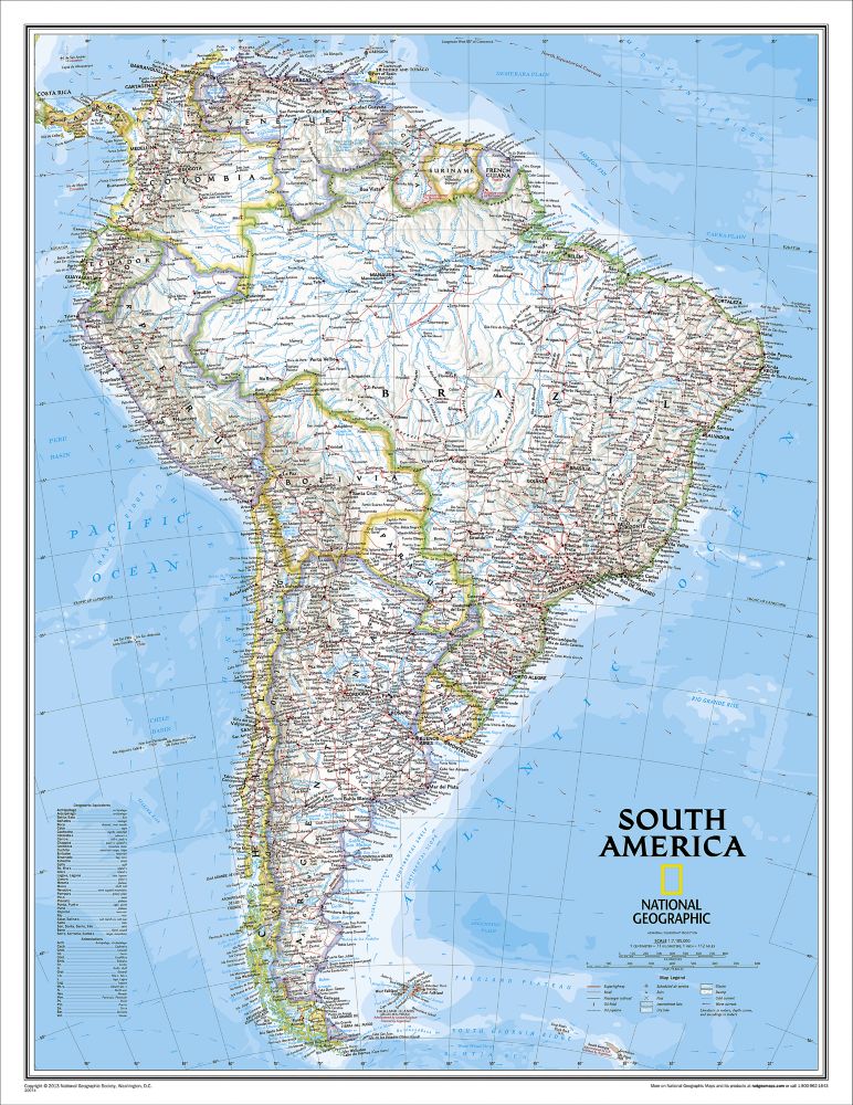 South America Political Map, Enlarged