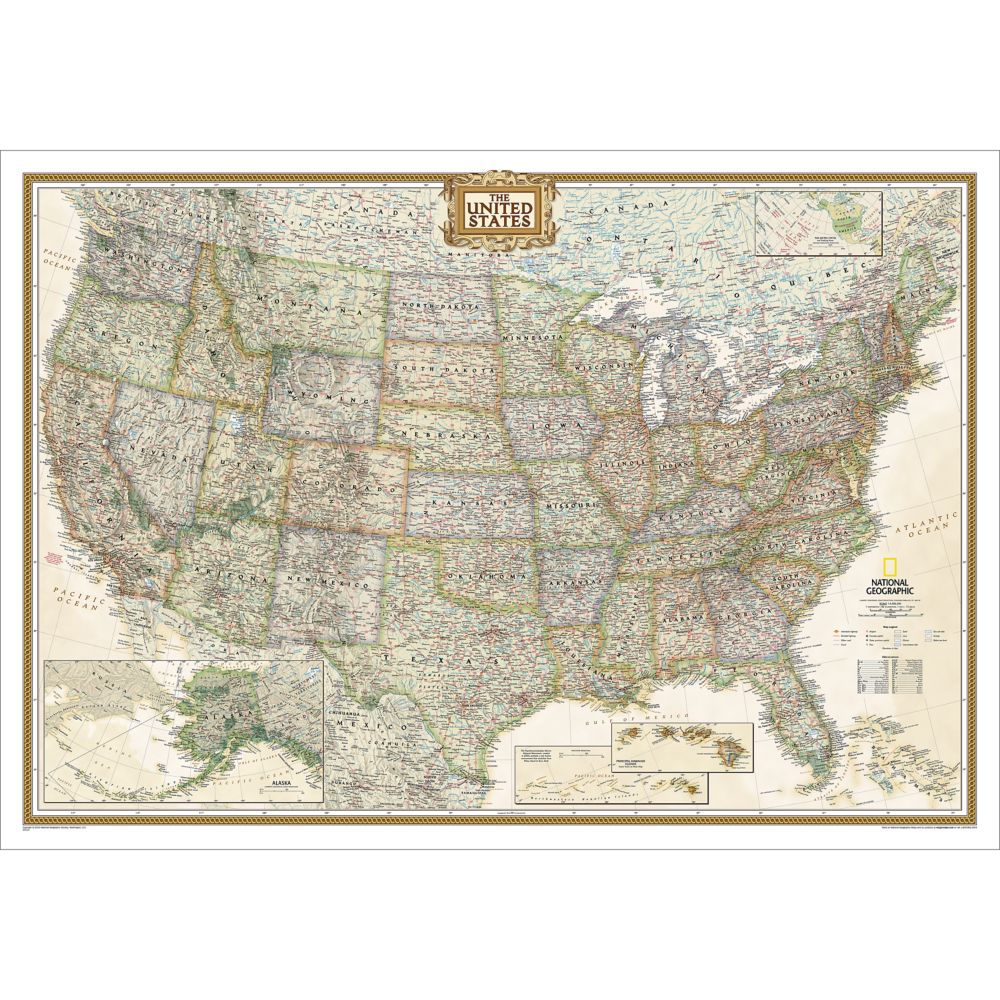 U.S. Political Map (Earth-toned), Laminated