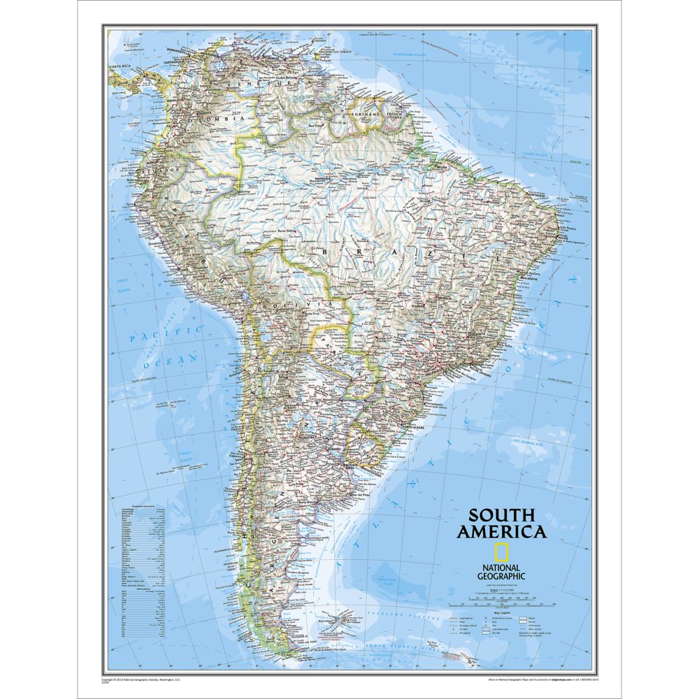 South America Political Map, Laminated
