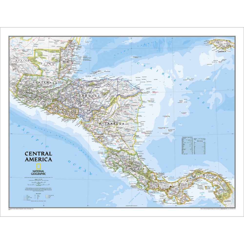 Central America Political Map, Laminated