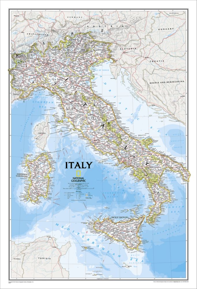 Italy Political Map, Laminated