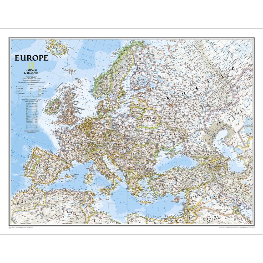 Europe Political Map, Enlarged and Laminated