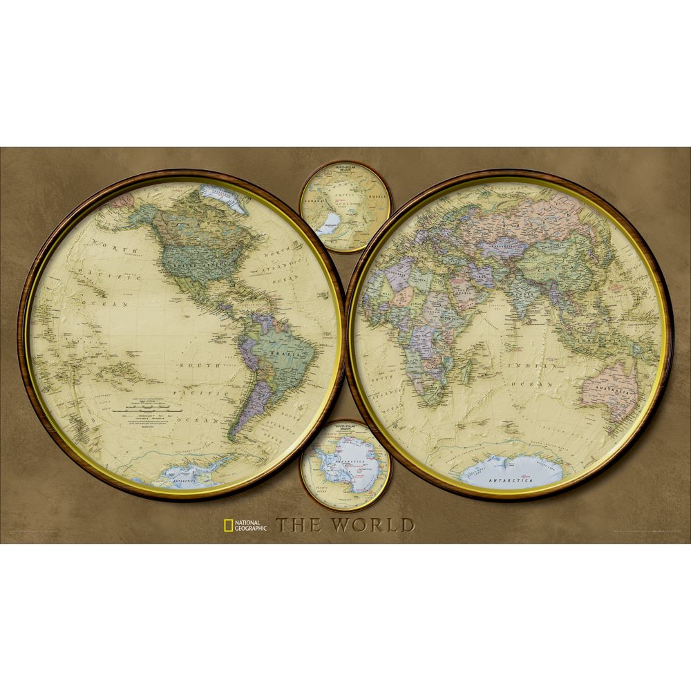 World Hemispheres Map, Laminated