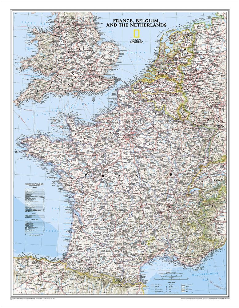 France, Belgium and the Netherlands Political Map
