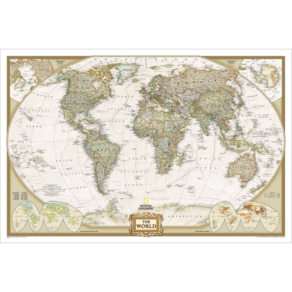 World Political Map (Earth-toned), Laminated