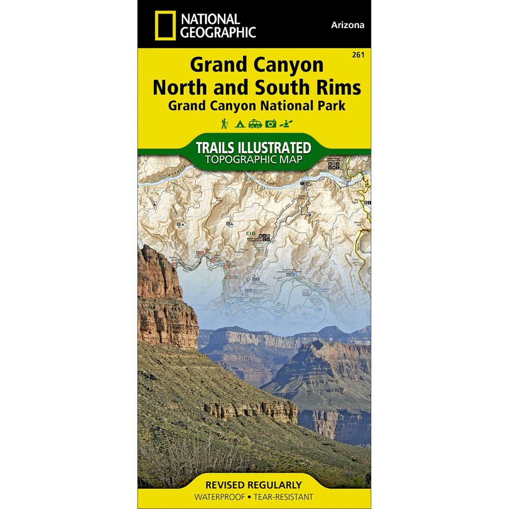261 Grand Canyon: Bright Angel Canyon/North and South Rims Trail Map