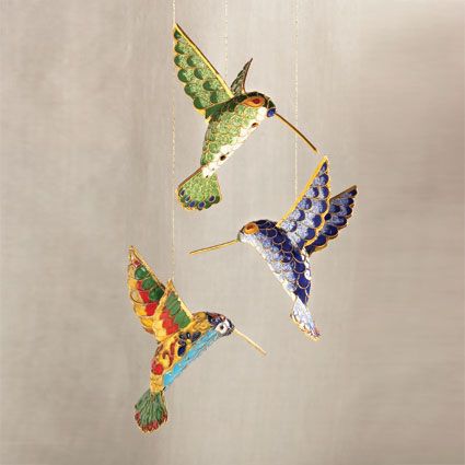 Cloisonn&eacute; Hummingbird Ornament Set