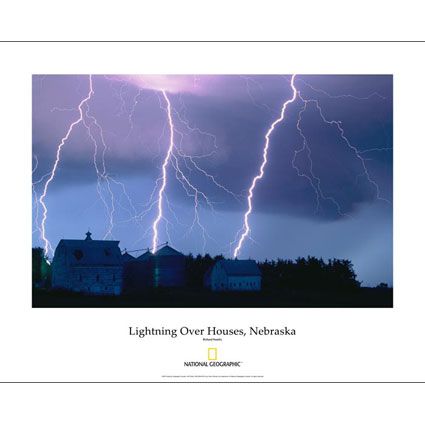 National Geographic Lightning Over Houses Poster  