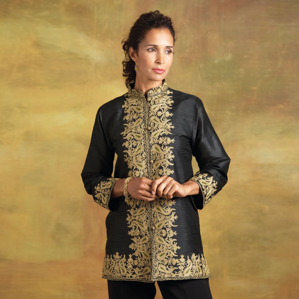 Kashmiri Embroidered Silk Jacket