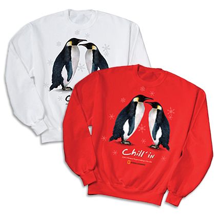 Chill' in Emperor Penguin Sweatshirt - White Large