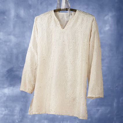 Indian Hand-embroidered Silk Tunic 