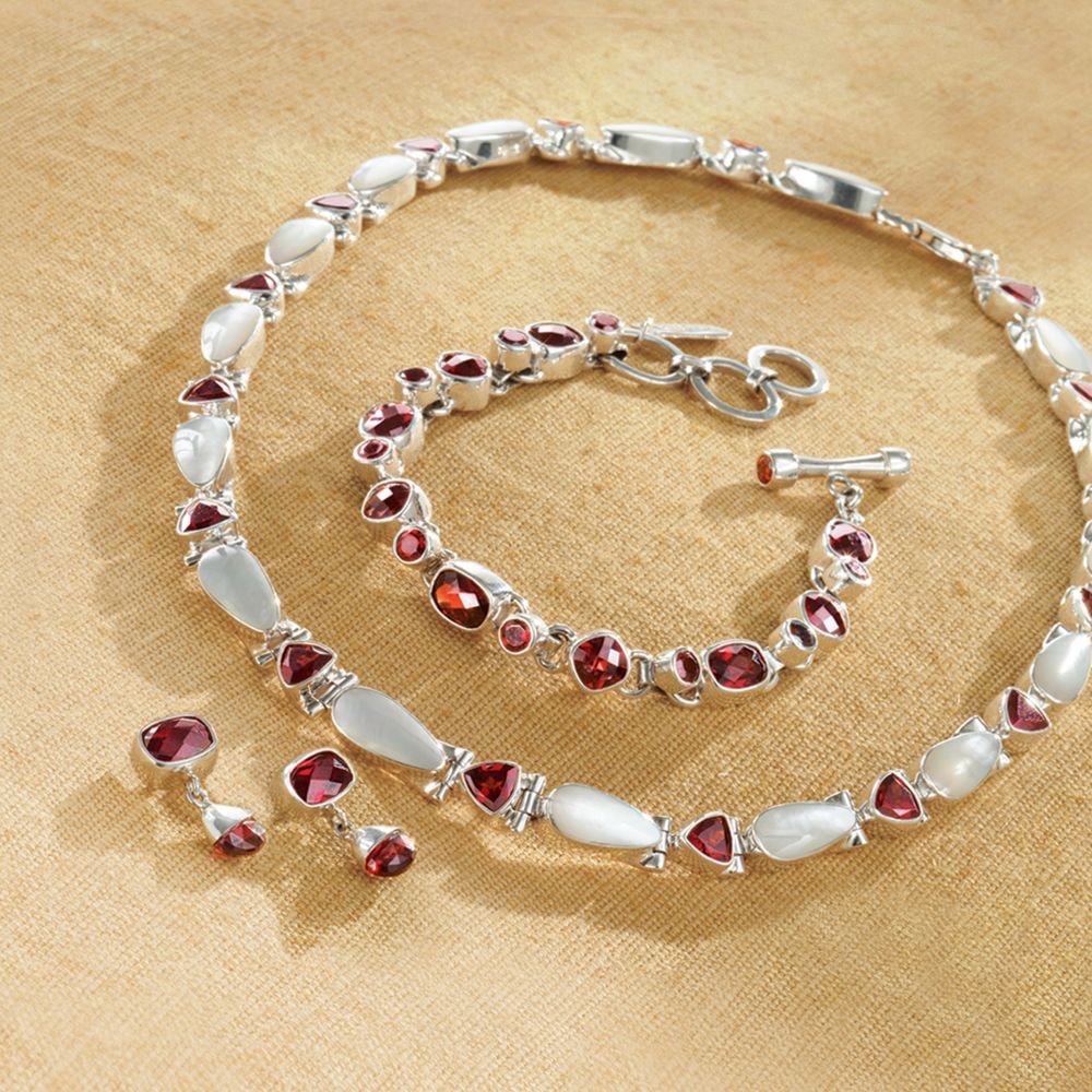 Balinese Garnet Checkerboard Bracelet