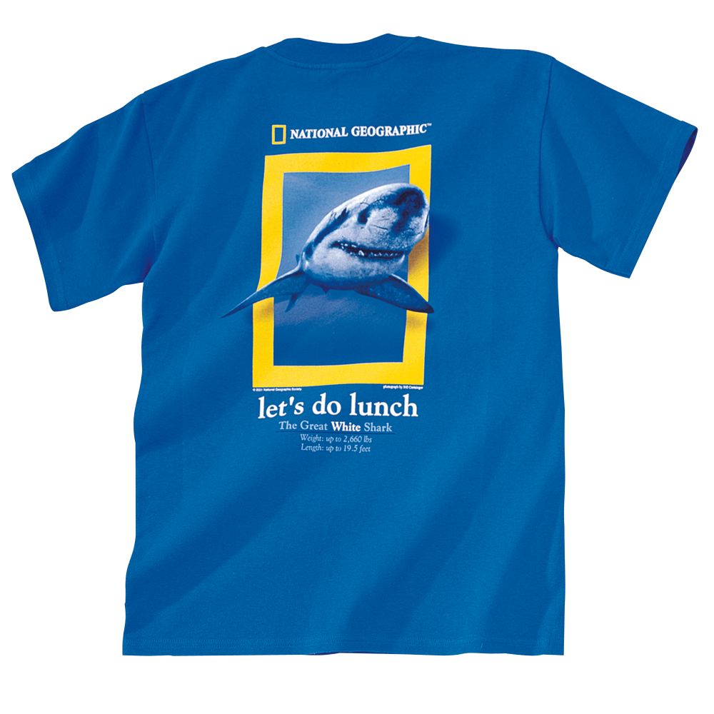 Let's Do Lunch Shark Adult Blue T-Shirt