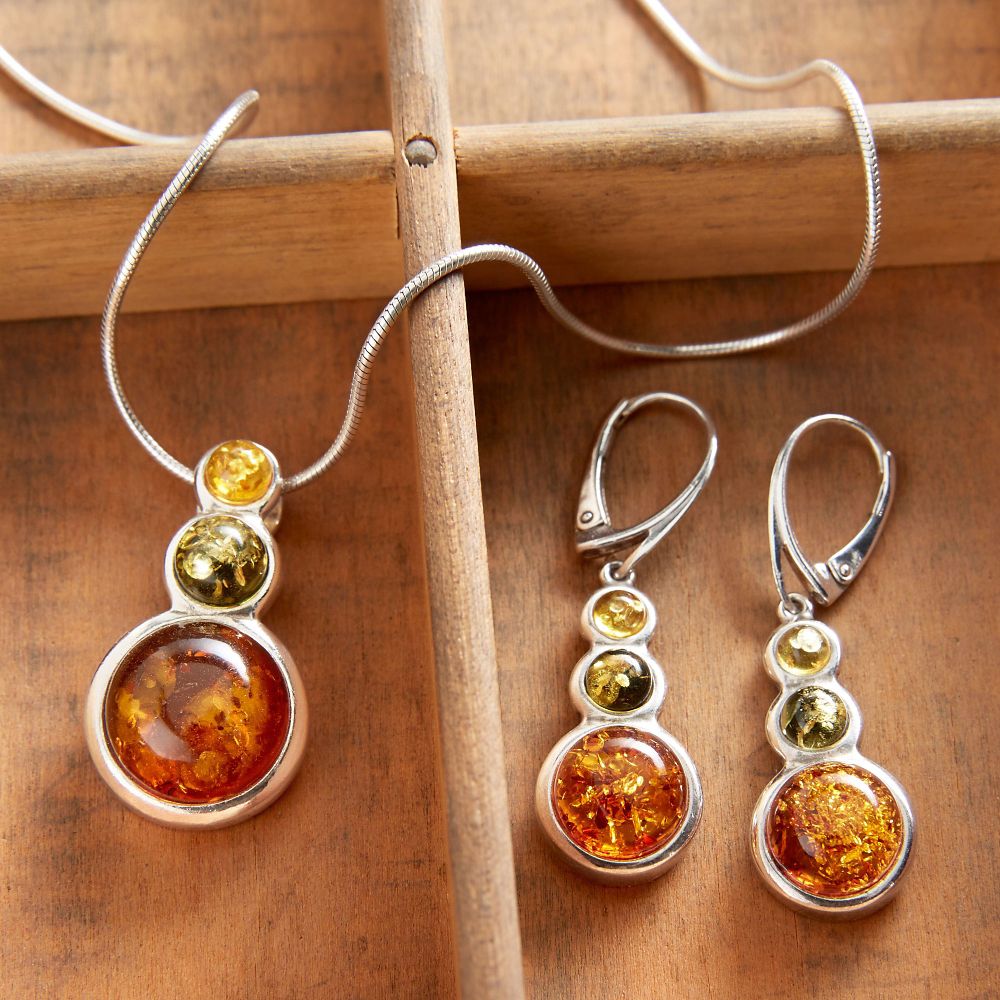 Tricolor Baltic Amber Jewelry