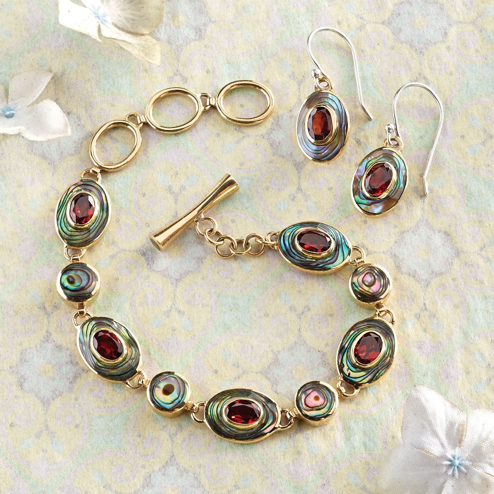 Balinese Abalone and Garnet Jewelry