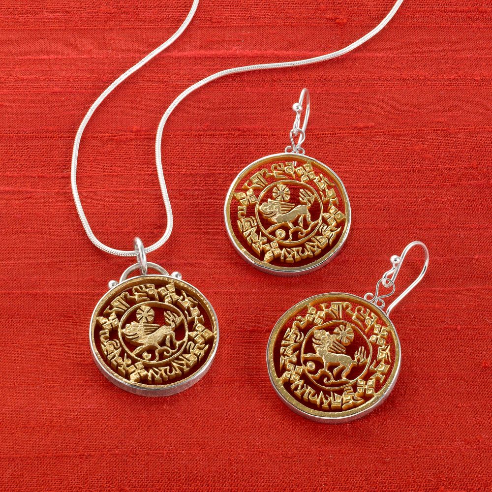 Tibetan Golden Snow Lion Coin Jewelry