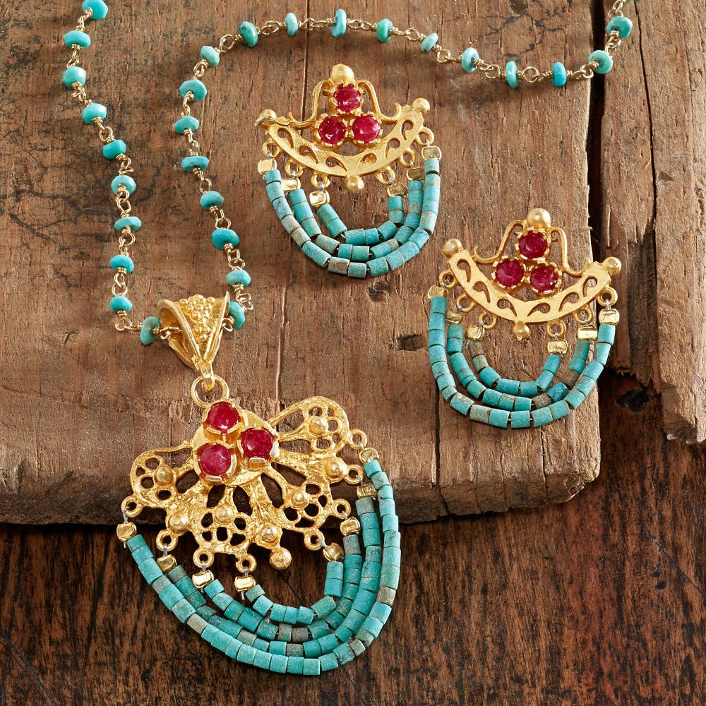 Ottoman Turquoise and Ruby Jewelry