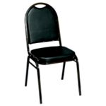Value Plus Stack Chair Dome Back Black Vinyl/Gloss Black Frame