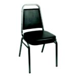 Value Plus Stack Chair Tapered Back Black Vinyl/Silvervein Frame
