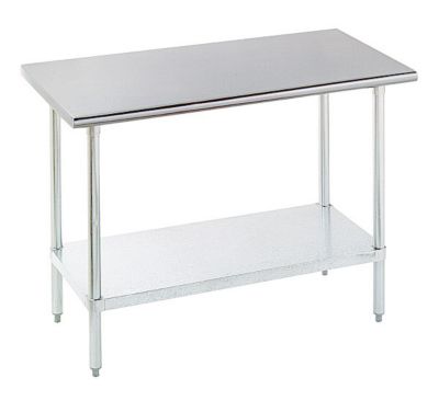 Budget Worktable Flat top With SS undershelf and legs 30''W x 6'L