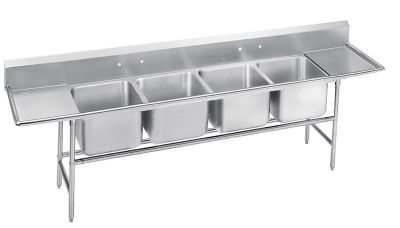 Scullery Sink with Drainboard 122''L, 2-24'' Drain boards, 4 Tubs (16'' x 20'')