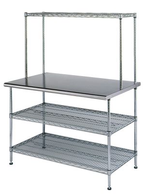 Adjustable Work Surface System With Overshelf 24'' x 48''