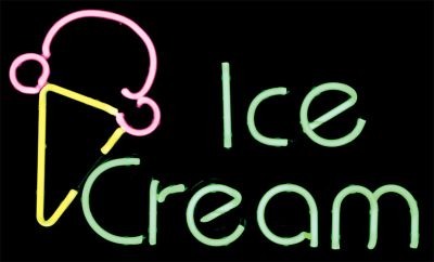 Genuine Neon Sign Ice Cream With Cone 32''W x 20''H