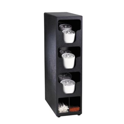 Lid Dispenser, 3 Slot, Black, 24'' H