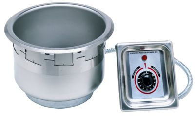 APW Hot Food Wells Round Warmers - 7 Quart with drain