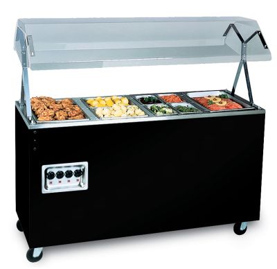 Vollrath Affordable Portable Hot Food Stations 4 Well 60''L, Black Vinyl