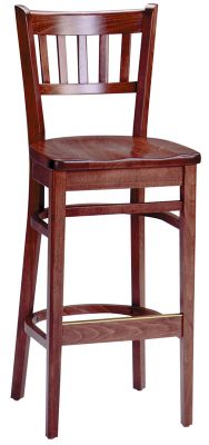 Barstool Vertical Slat Back With Wood Seat, Waymar