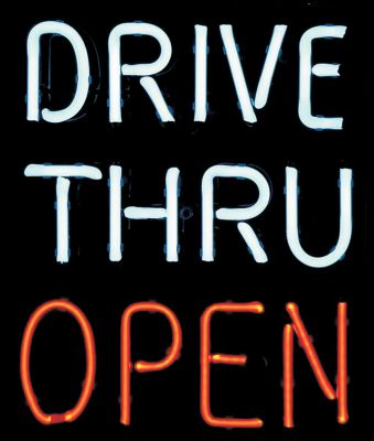 Genuine Neon Sign Drive Thru Open 15W x 20H